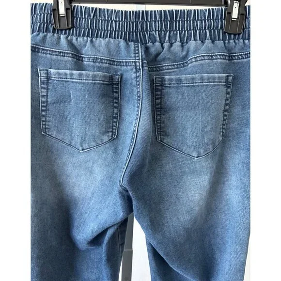 Y2k Jeans Medium Jogger High Waisted Med Wash Distressed Athleisure Streetwear - Picture 12 of 16